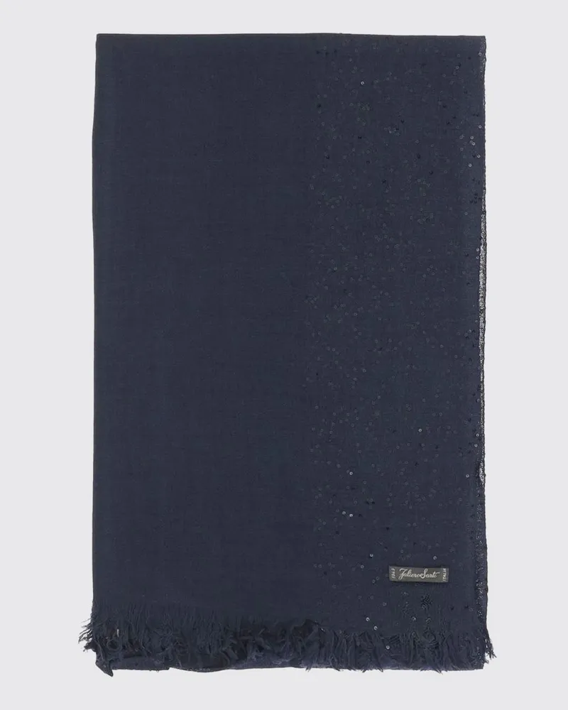 Faliero Sarti Schal aus Schurwollmischung mit Pailletten Schwarz