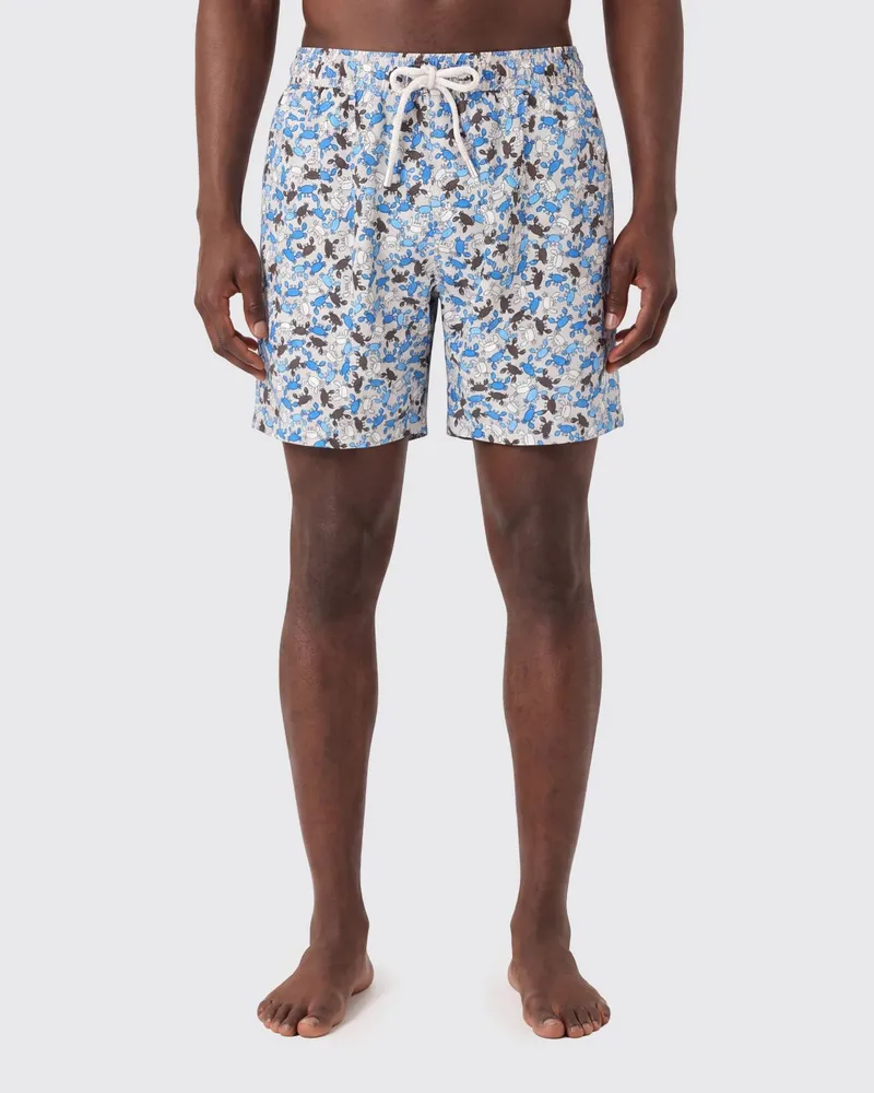 MC2 Saint Barth Badeshorts mit Grafikprint und Kordelzugbund Ivory