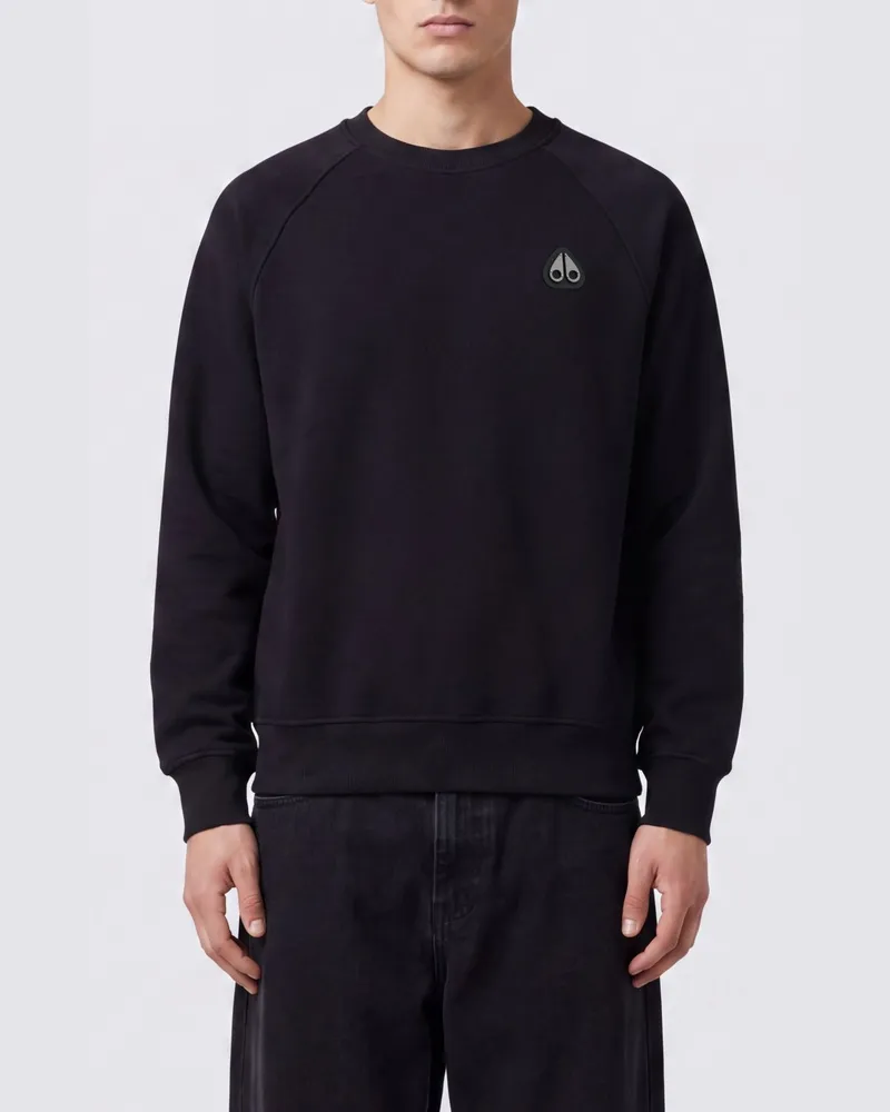 Moose Knuckles Rundhals-Sweatshirt aus Baumwolle mit Kontrast-Logo Schwarz
