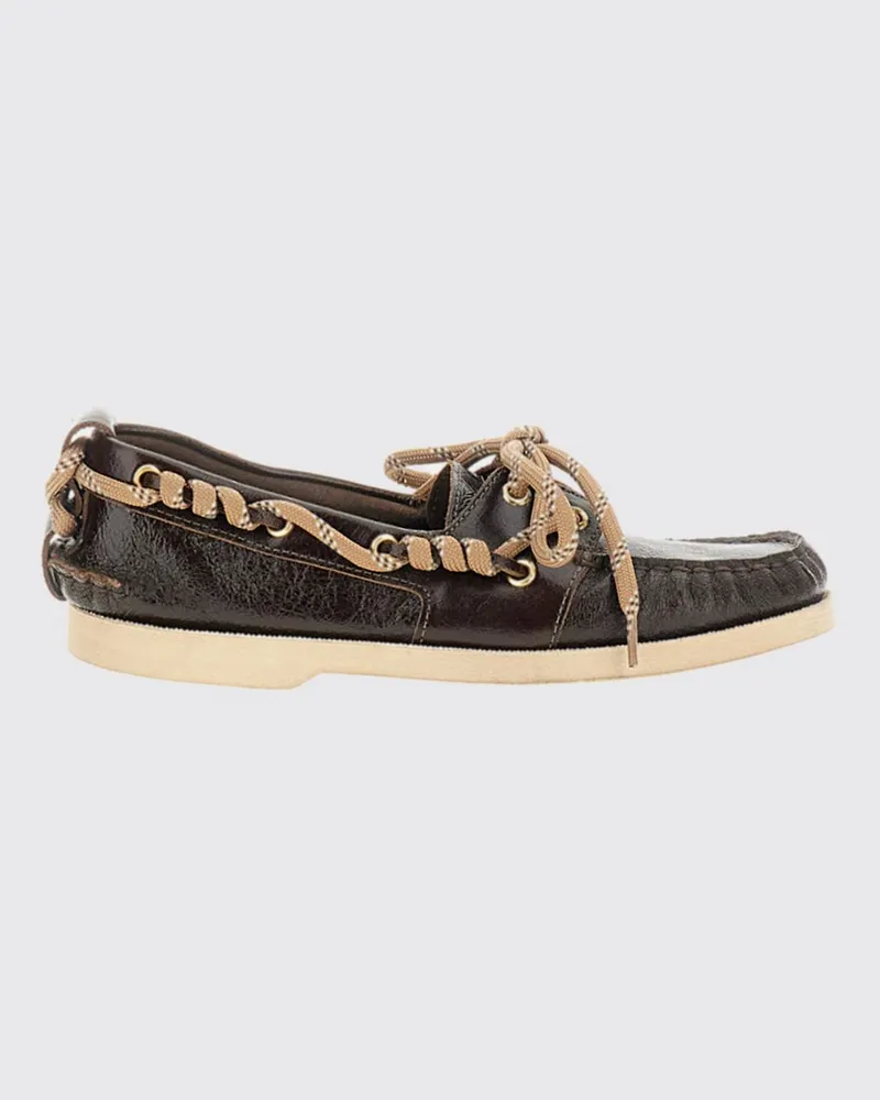Golden Goose Braune Leder-Bootsschuhe von mit erhabener Mokassinnaht Braun