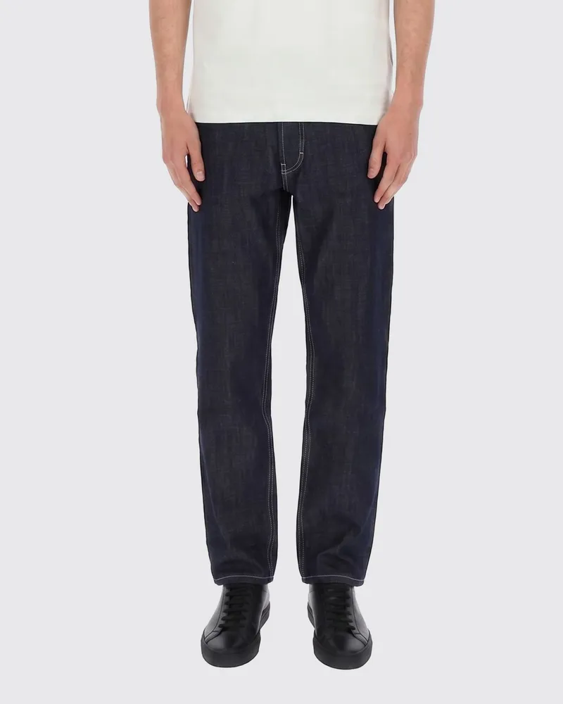 HUGO BOSS Straight Fit Jeans mit mittlerer Leibhöhe aus blauem Baumwolldenim Blau