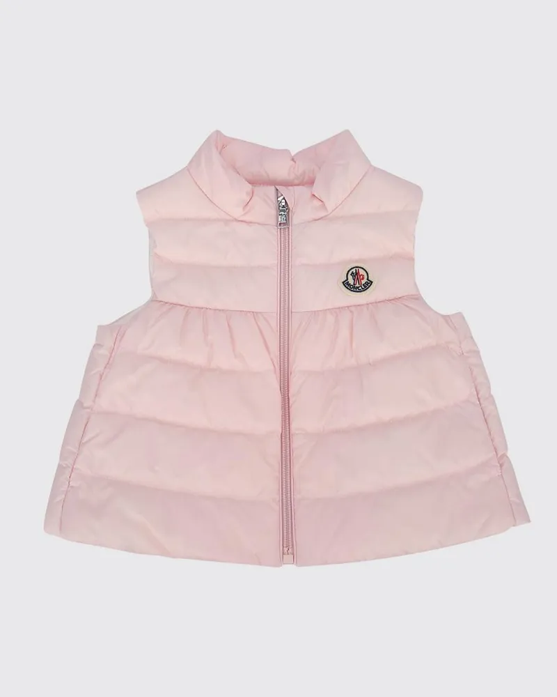Moncler Gesteppte Nylonweste mit Logo Pink