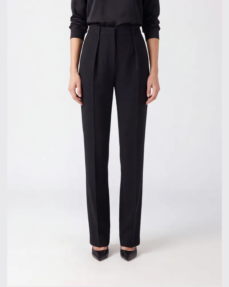 Elisabetta Franchi Hochgeschnittene Straight-Hose von aus Crêpe Schwarz