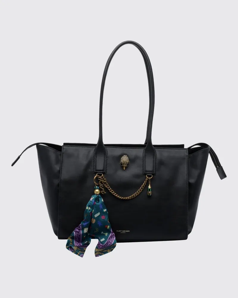 Kurt Geiger Sloane Schultertasche aus Leder mit Logo und Strasssteinen Schwarz