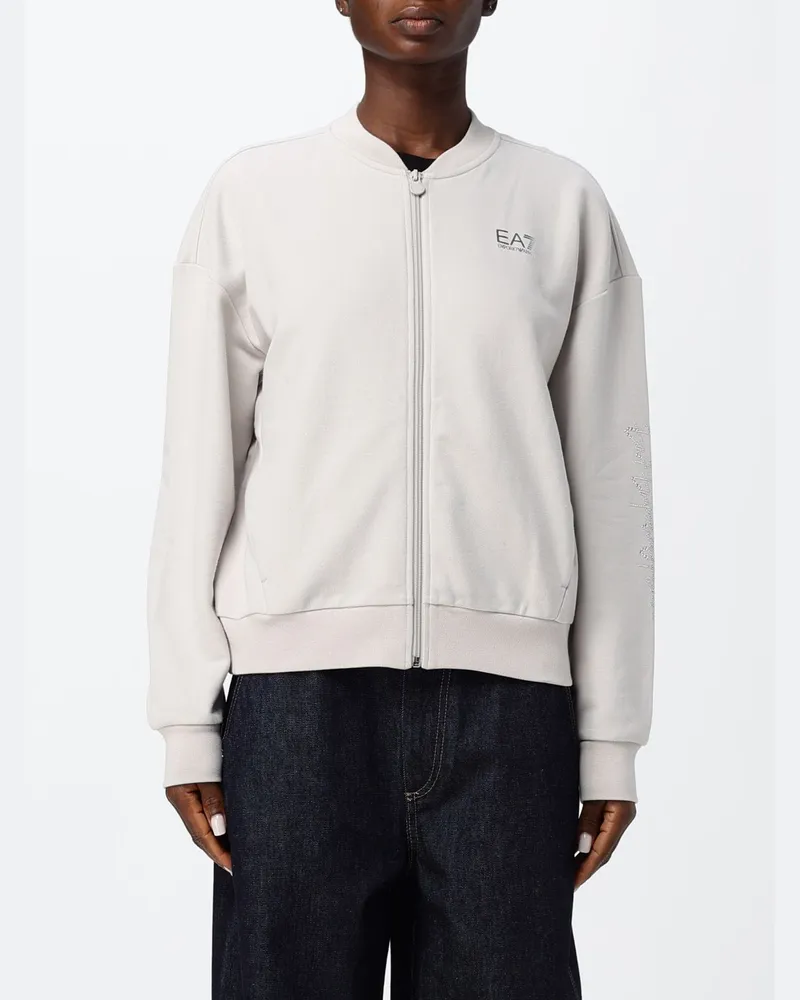 EA7 Jersey-Bomber-Sweatshirt mit Reißverschluss und Kontrastlogo Ivory