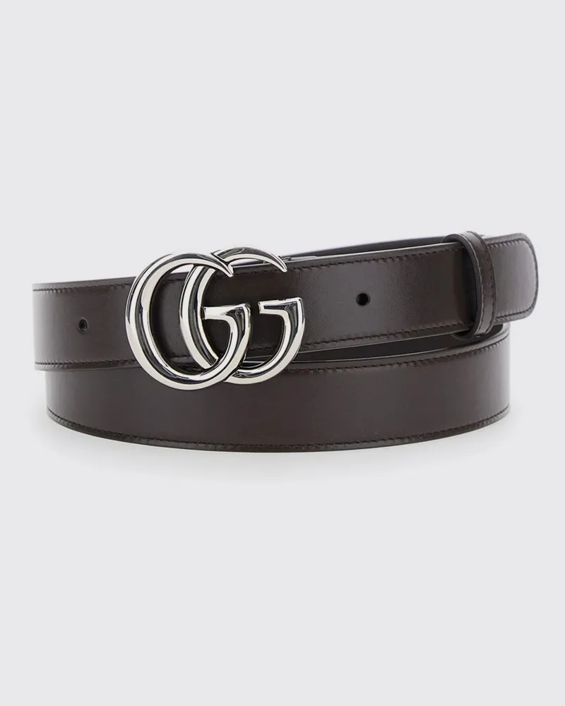 Gucci Ledergürtel mit GG-Monogramm-Schnalle Braun