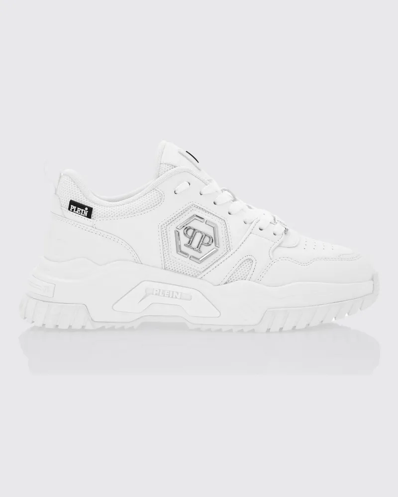 Philipp Plein Sneakers aus Leder und Mesh Weiß