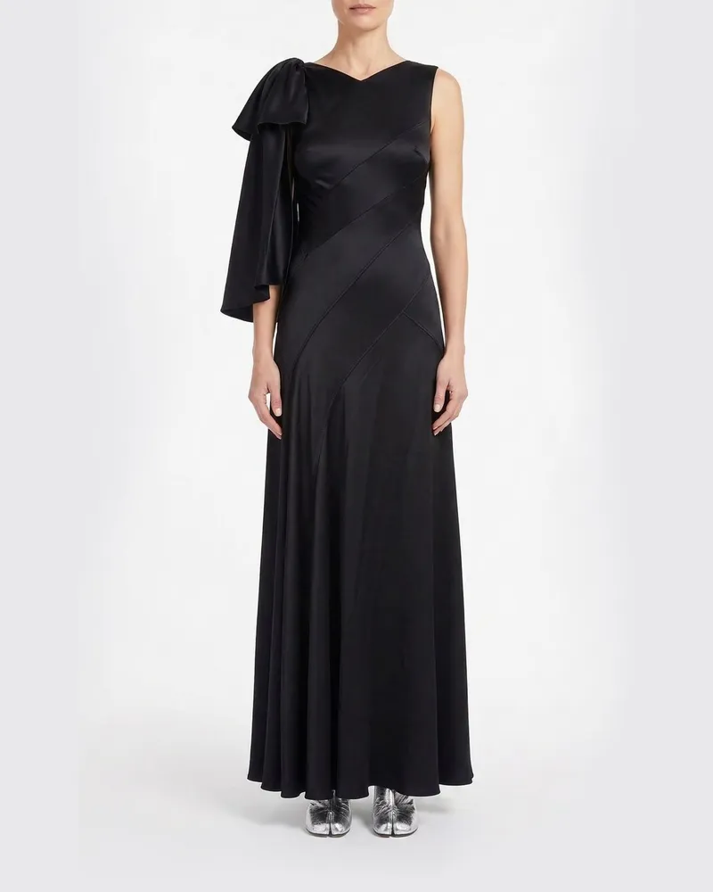 Maison Margiela Satinkleid mit Schleife Schwarz
