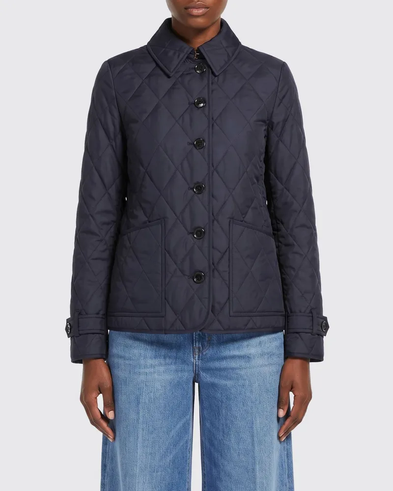 Burberry Kurze Slim-Fit-Stepp-Daunenjacke aus Polyester mit Knopfverschluss Blau