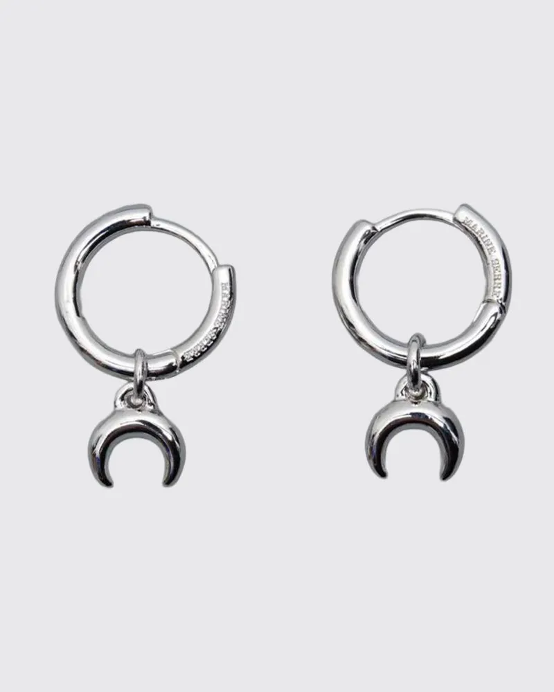 Marine Serre Versilberte Messing-Ohrringe mit Crescent Moon-Logo Silber