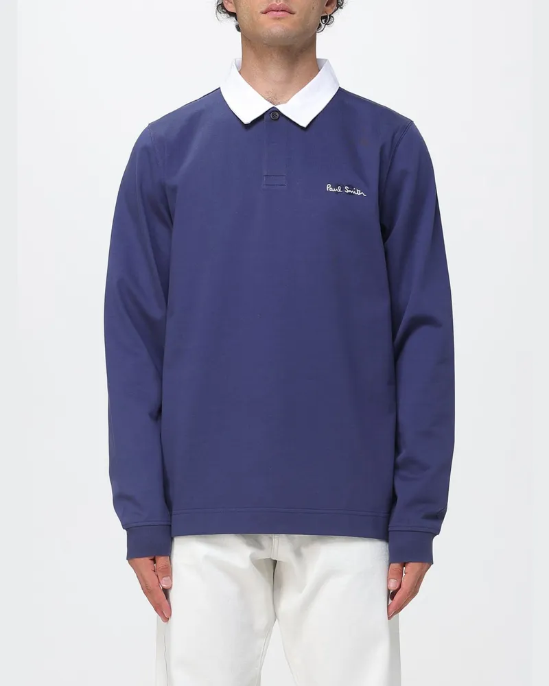 Paul Smith Langärmeliges Poloshirt aus Bio-Baumwolle mit Kontrastlogo von Tinte