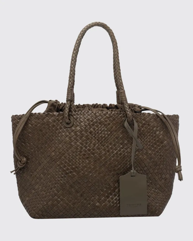 IBELIV Tote-Tasche Bazika aus geflochtenem Leder mit Kordelzugverschluss Braun