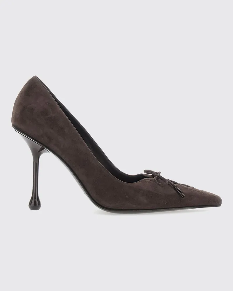 Jimmy Choo Scarlett 95 Pumps aus Veloursleder mit Schleifenapplikation Braun