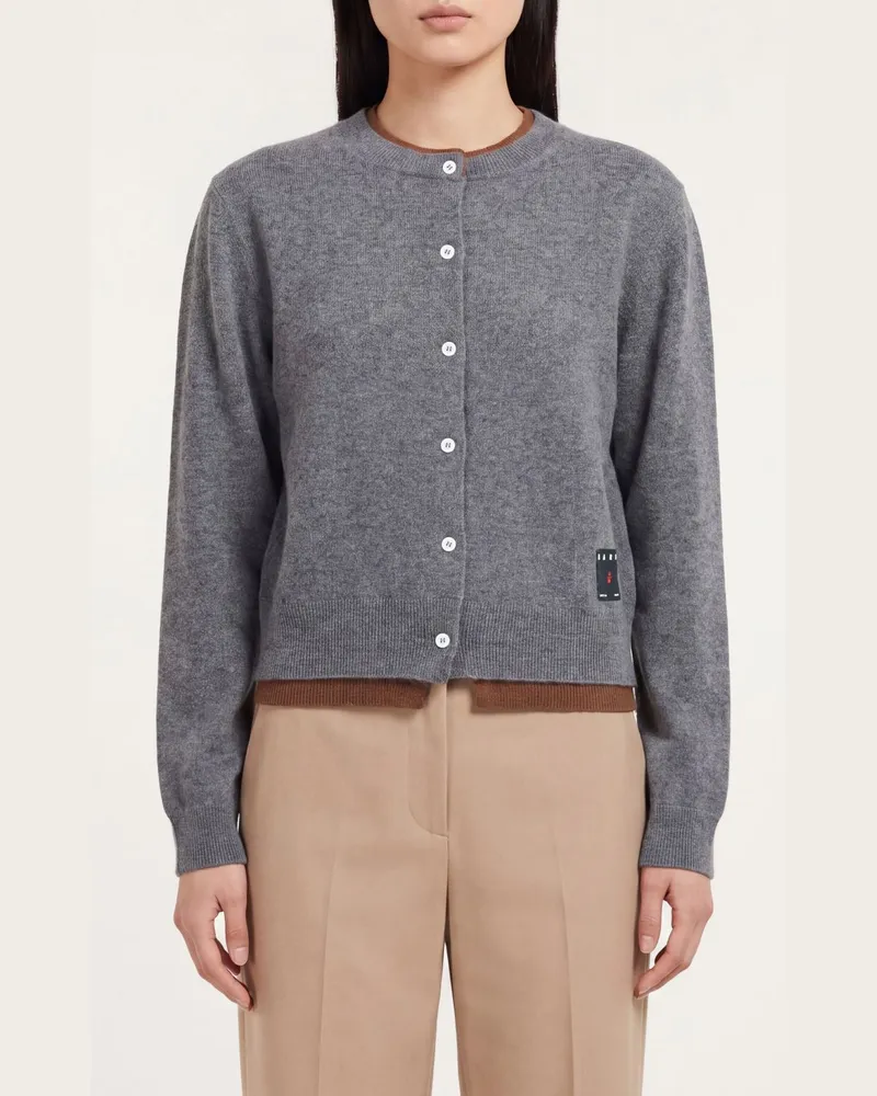 Marni Rundhals-Cardigan von aus 100% Kaschmir mit Knopfverschluss Grau