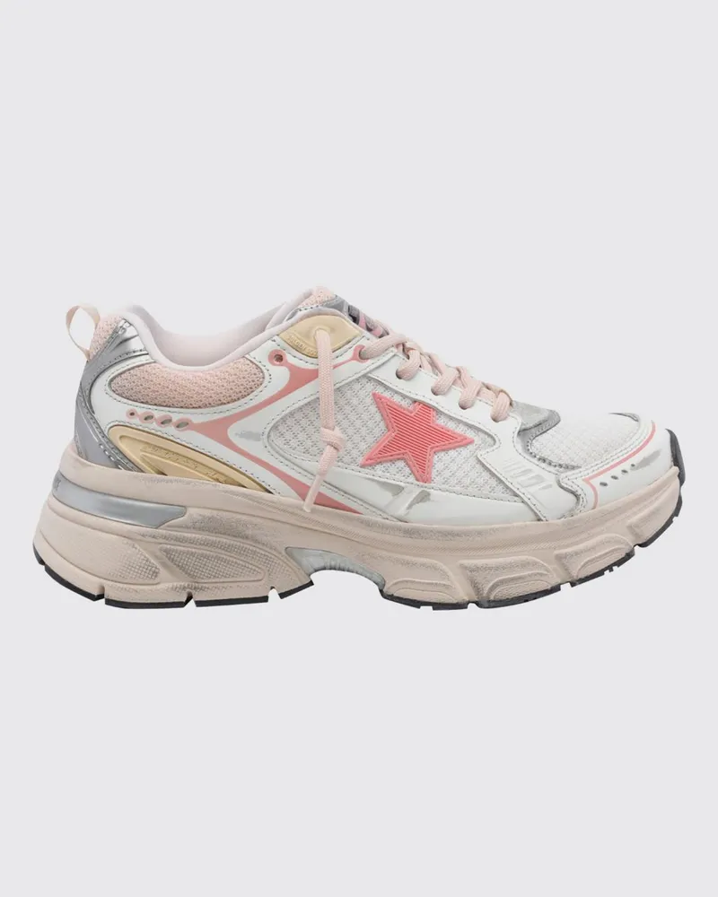 Golden Goose Lightstar Sneakers aus Leder und Mesh im Used-Look Weiß