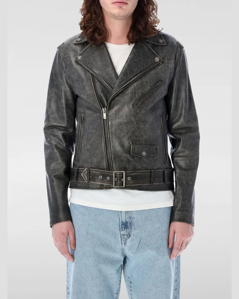 Golden Goose Lederjacke im Used-Look Schwarz