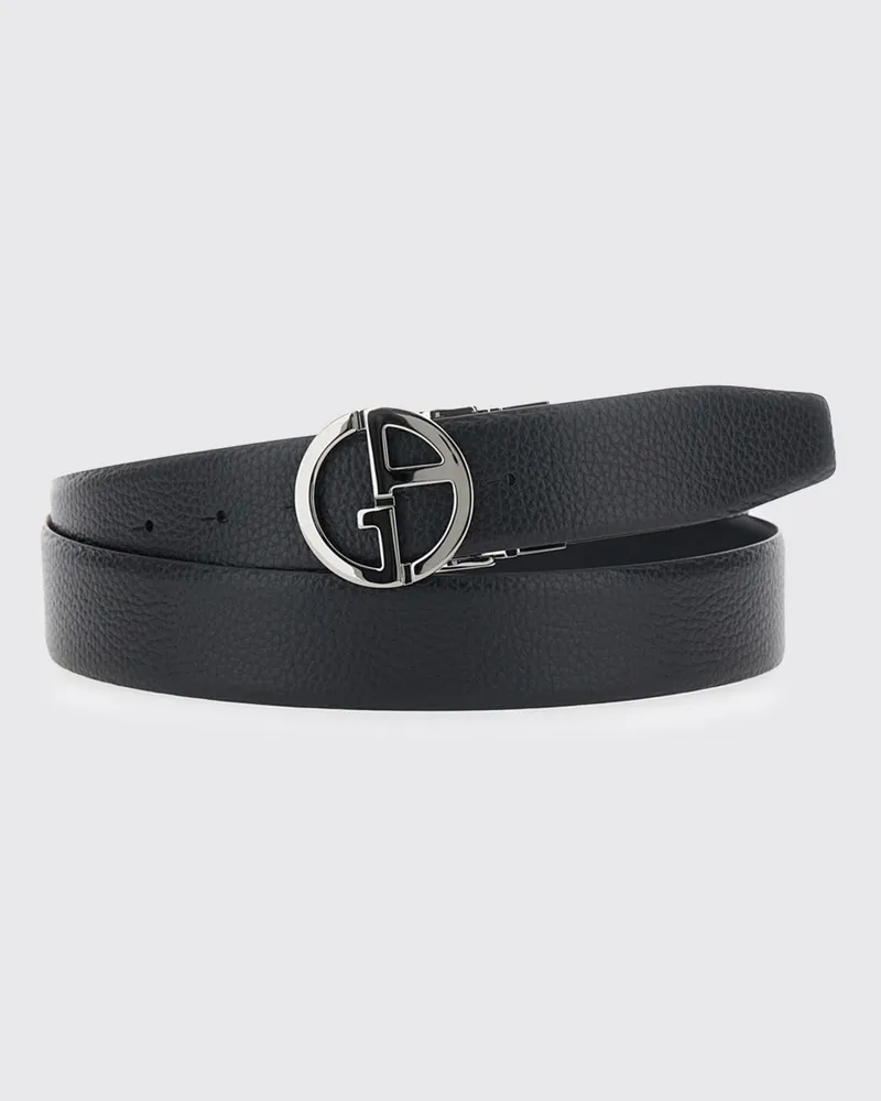 Giorgio Armani Wende-Ledergürtel mit Monogramm-Schließe Schwarz