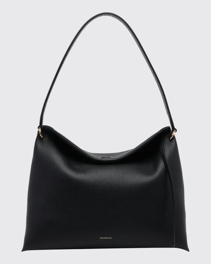 WANDLER Penelope kleine Schultertasche aus Kalbsleder mit Klappenverschluss Schwarz