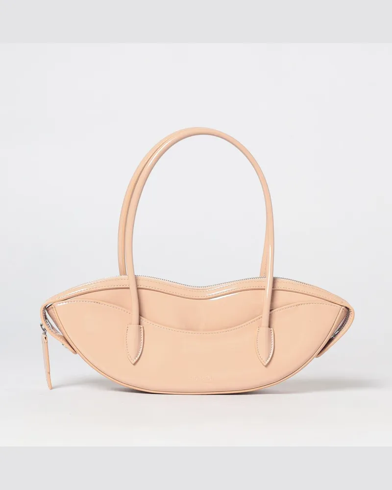 Fiorucci Lips-Handtasche aus Lack-Kunstleder mit doppeltem Henkel Pink