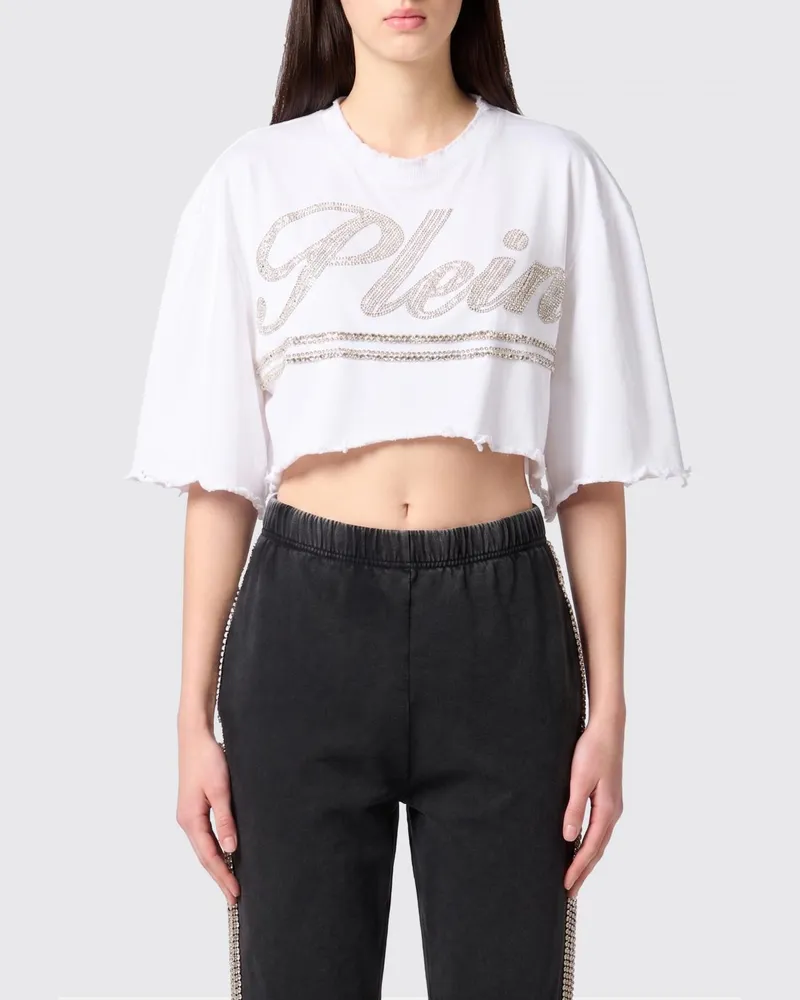 Philipp Plein Rundhals-T-Shirt aus Baumwolle mit Logo Weiß