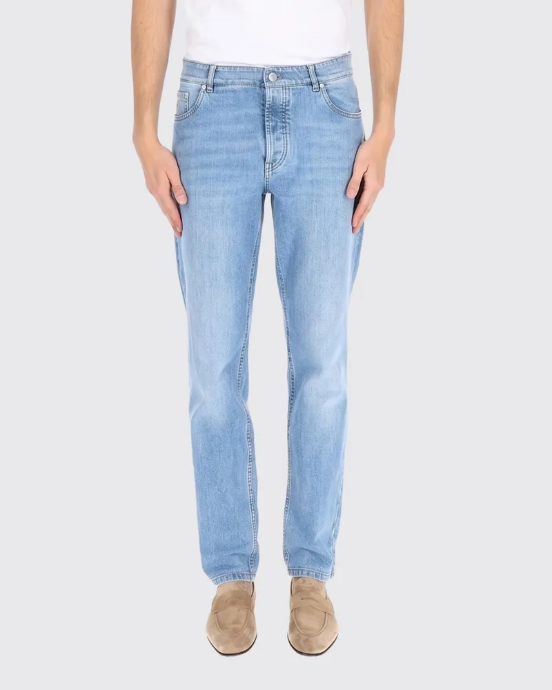 Brunello Cucinelli Slim Fit Stretch-Denim-Jeans Blau