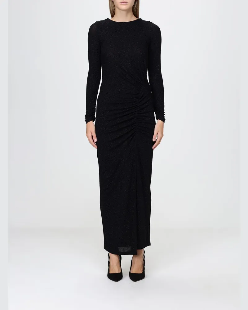 Hanita Drapiertes Midi-Etuikleid aus Lurex-Jersey mit Seitenschlitz Schwarz
