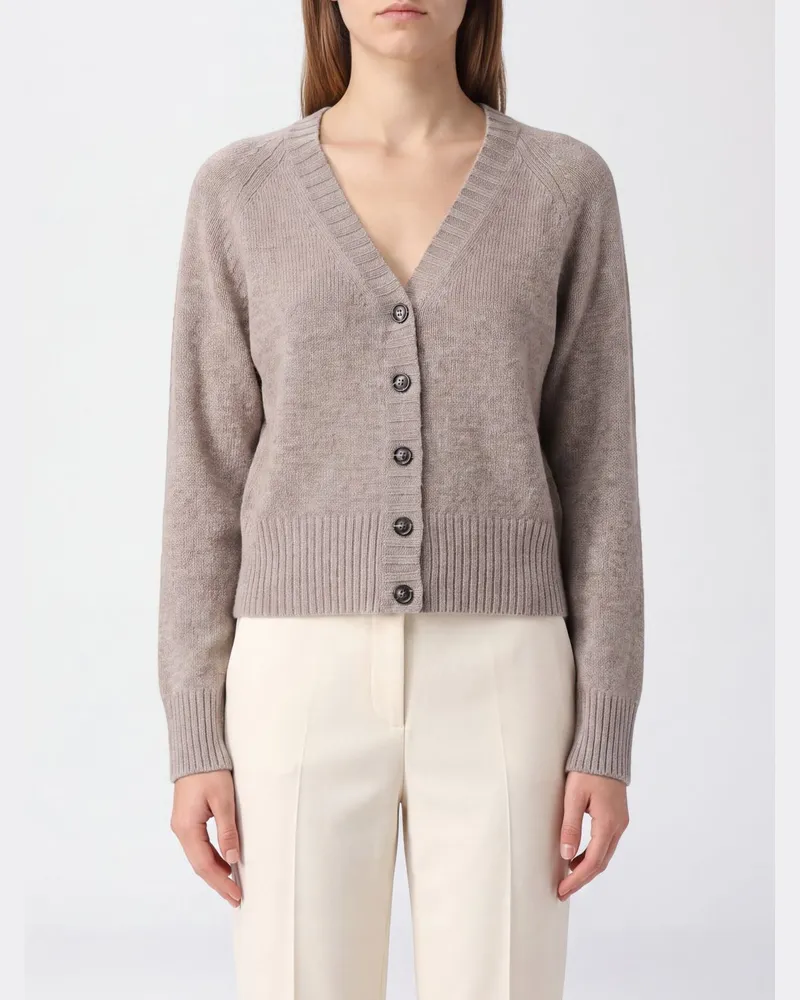 ALLUDE Kaschmir-Cardigan mit V-Ausschnitt und Knopfverschluss Grau