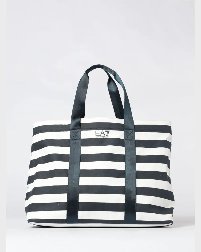 EA7 Tasche aus gestreifter Baumwoll-Canvas Blau