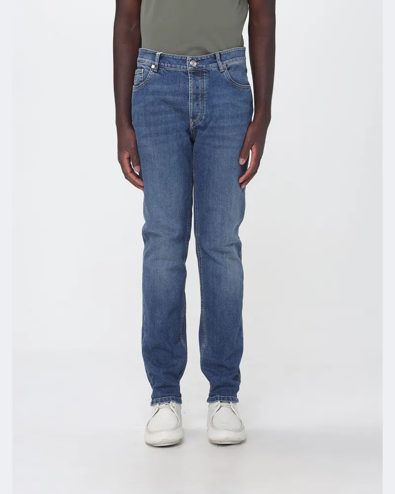 Brunello Cucinelli Straight-Fit Jeans mit mittlerer Leibhöhe aus Baumwolldenim Blau