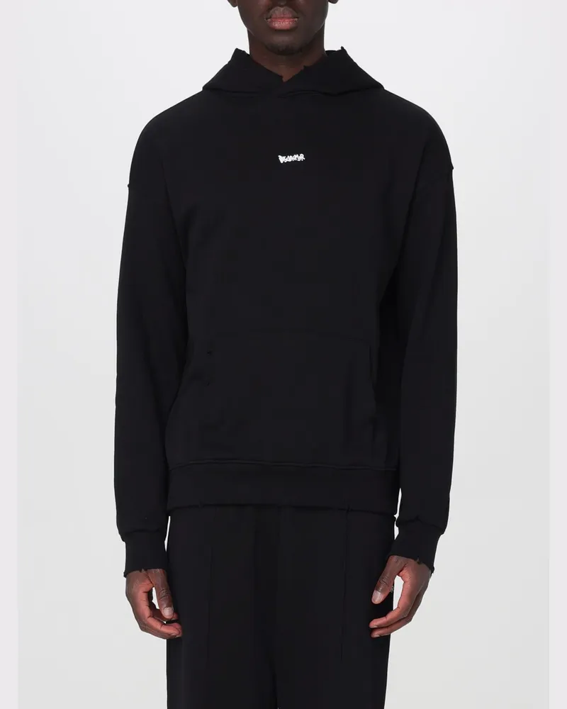 DISCLAIMER Baumwoll-Hoodie mit Kängurutasche und Logo Schwarz