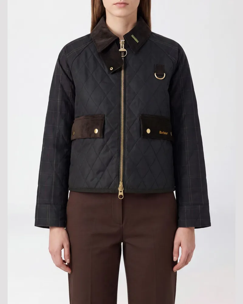 Barbour Kurze Steppjacke Spey aus Polyamid mit Samtkragen und Reißverschluss Grün