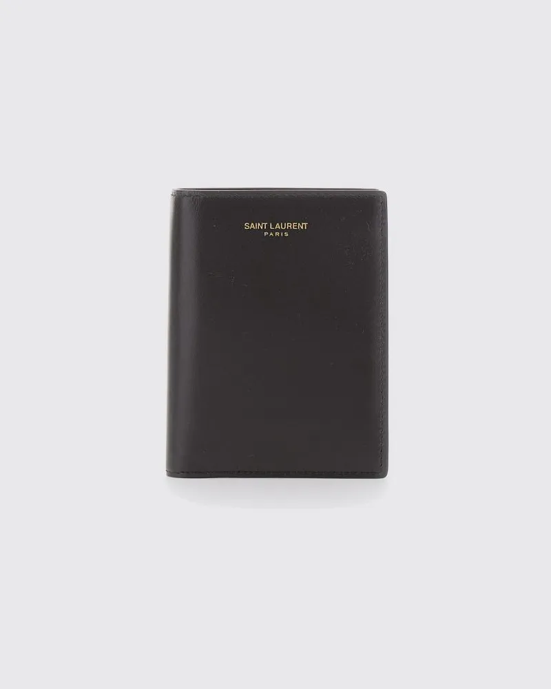 Saint Laurent Bifold-Portemonnaie aus glattem Kalbsleder mit Logo Braun