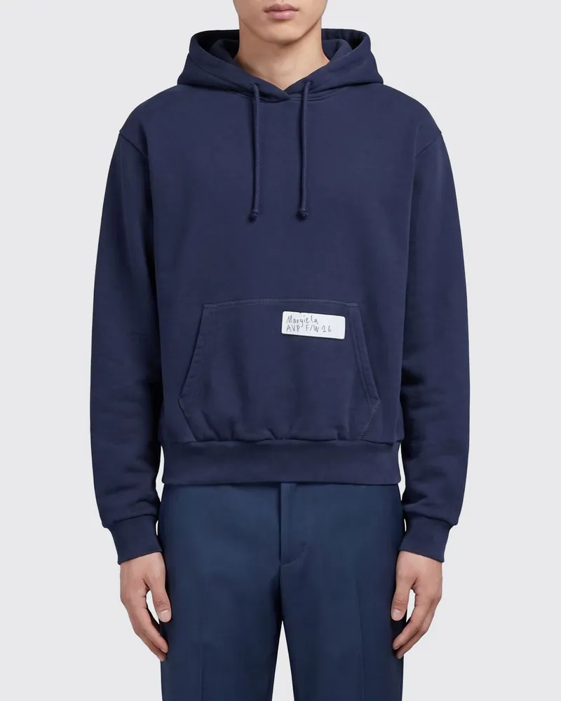 Maison Margiela Baumwoll-Hoodie mit Grafikdruck Blau