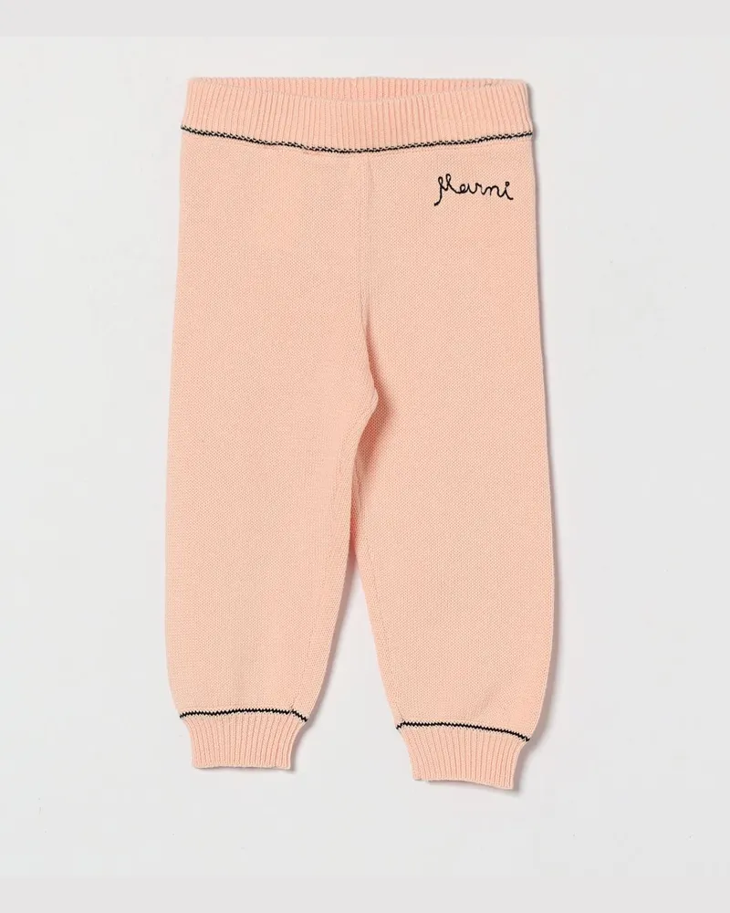Marni Jungenhose aus Baumwollstrick mit gesticktem Logo und geradem Bein Pink