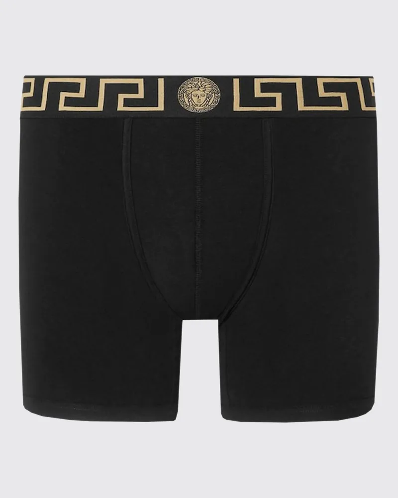 Versace Greca Stretch-Baumwoll-Boxershorts Schwarz