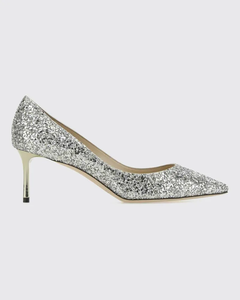 Jimmy Choo Romy Pumps aus Glitzerstoff mit mittlerem Stiletto-Absatz Champagne