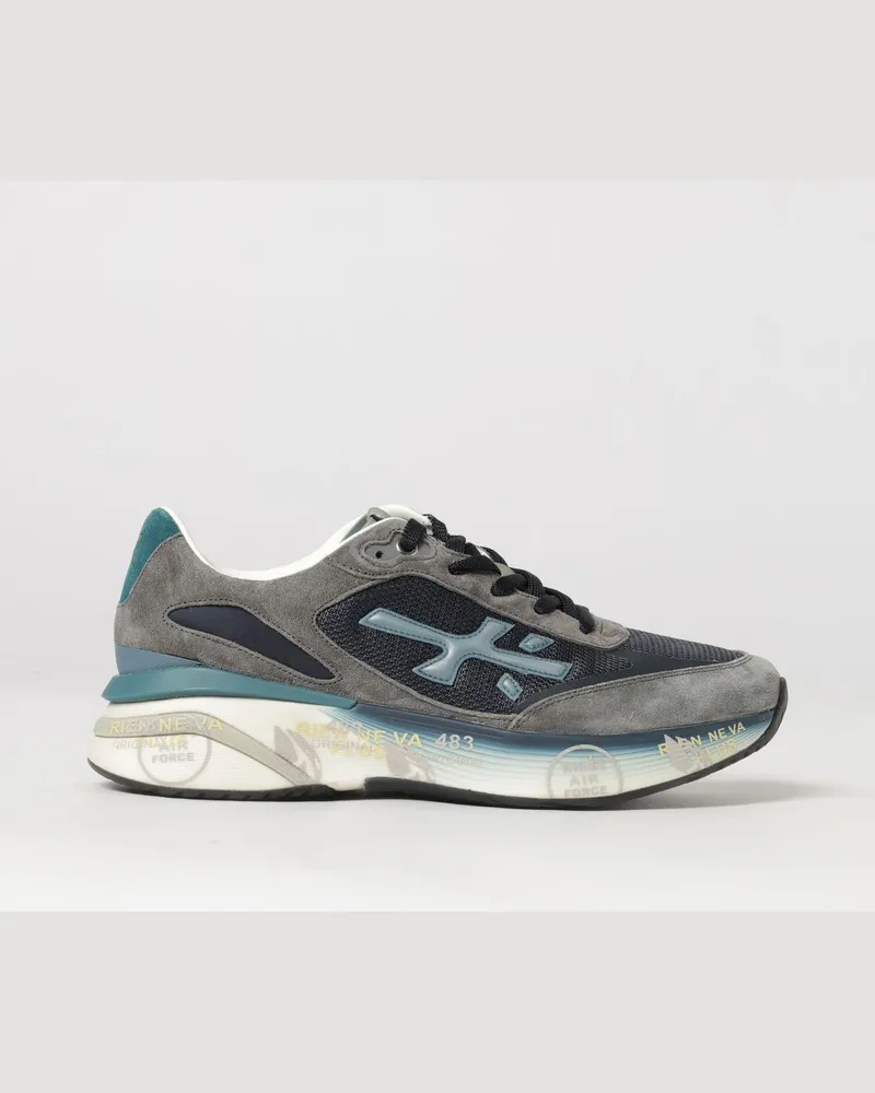 Premiata Moerun Sneaker aus Kalbsveloursleder mit appliziertem Logo Blau