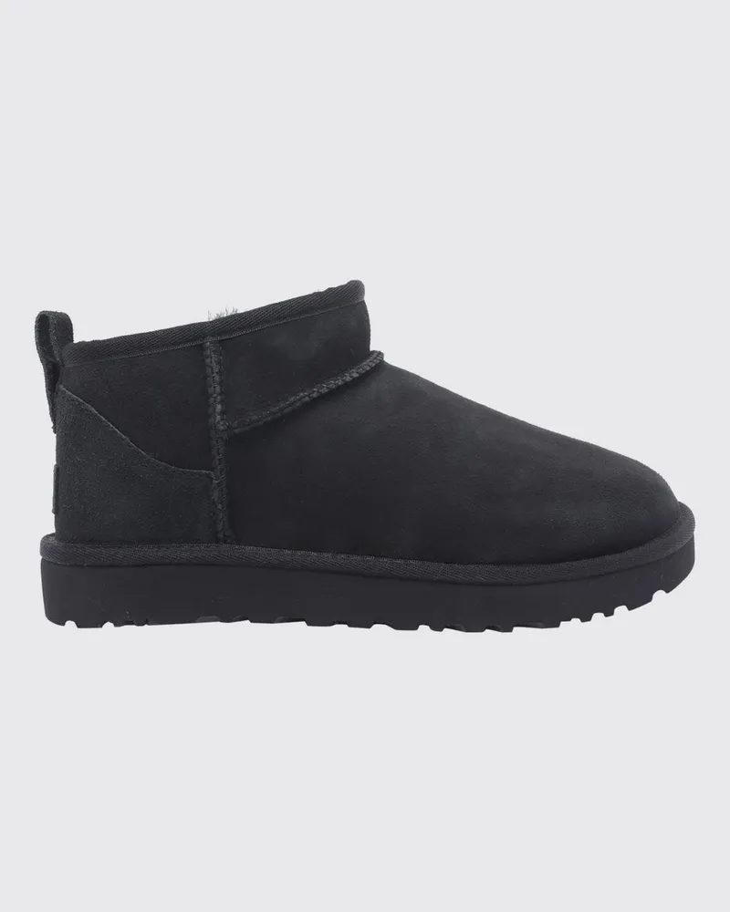 UGG Classic Ultra Mini Wasserdichte Veloursleder-Plateau-Stiefeletten Schwarz