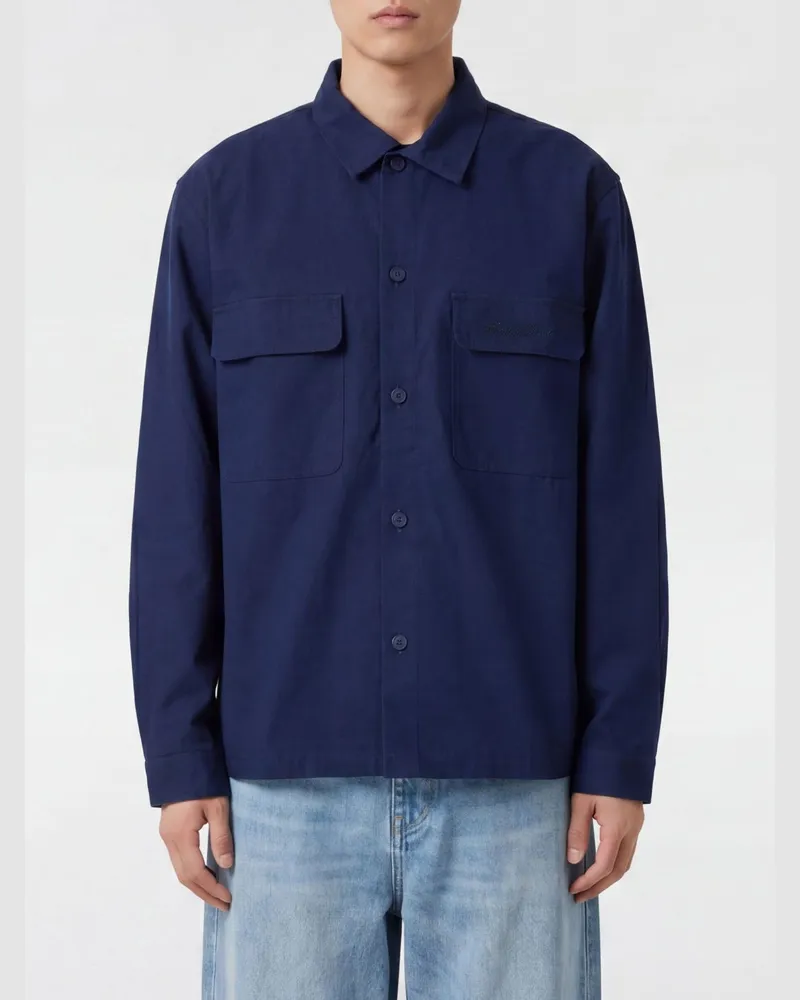 Family First Hemdjacke aus Baumwolle mit überschnittenen Schultern und Logo Blau