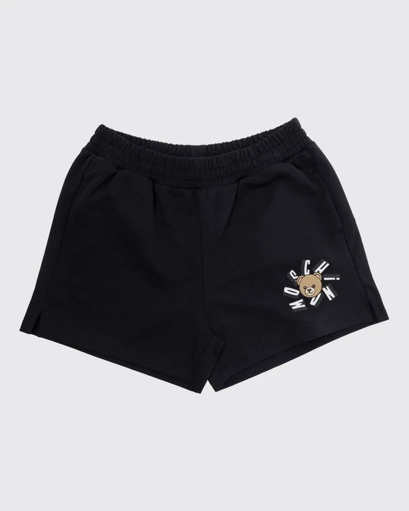 Moschino Baumwoll-Jogging-Shorts für Jungen mit kontrastierendem Logo Schwarz