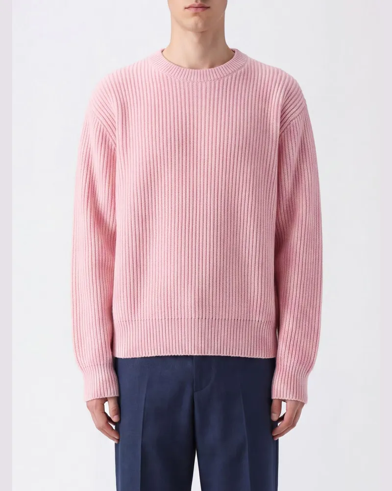 Jil Sander Langärmliger Rundhalspullover aus reiner Wolle Pink