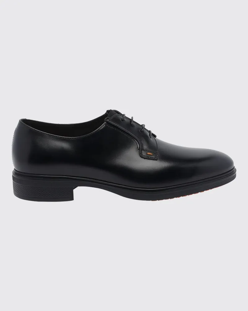 Santoni Derby-Schuhe aus glattem Kalbsleder mit Gummisohle Schwarz