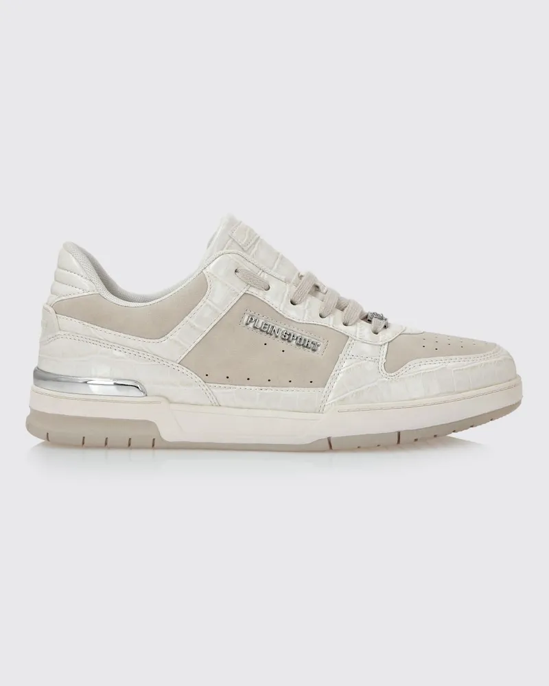 Philipp Plein Sneakers aus Wildleder und Leder mit Krokoprägung Weiß