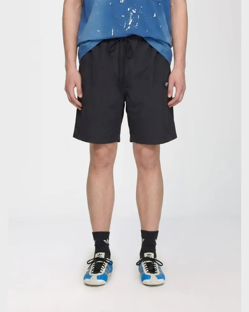 adidas Jersey-Jogging-Shorts mit elastischem Bund und Kontrast-Logo Schwarz