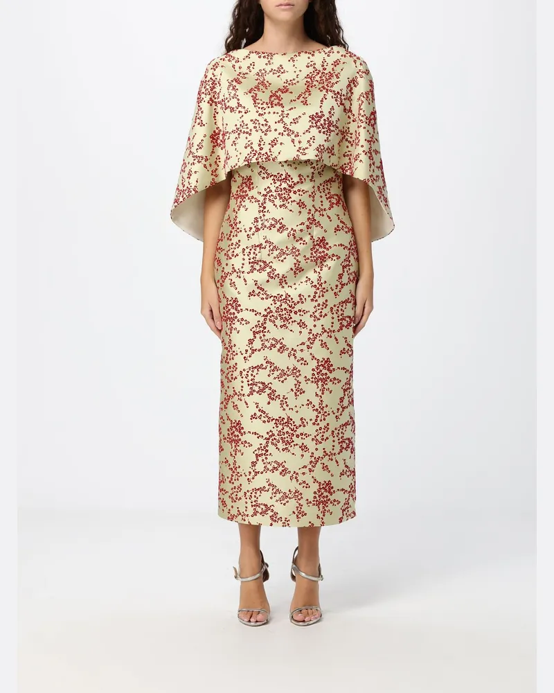 Alberta Ferretti Geblümtes Midi-Abendkleid aus Seidenmischung mit schulterfreiem Design Mint