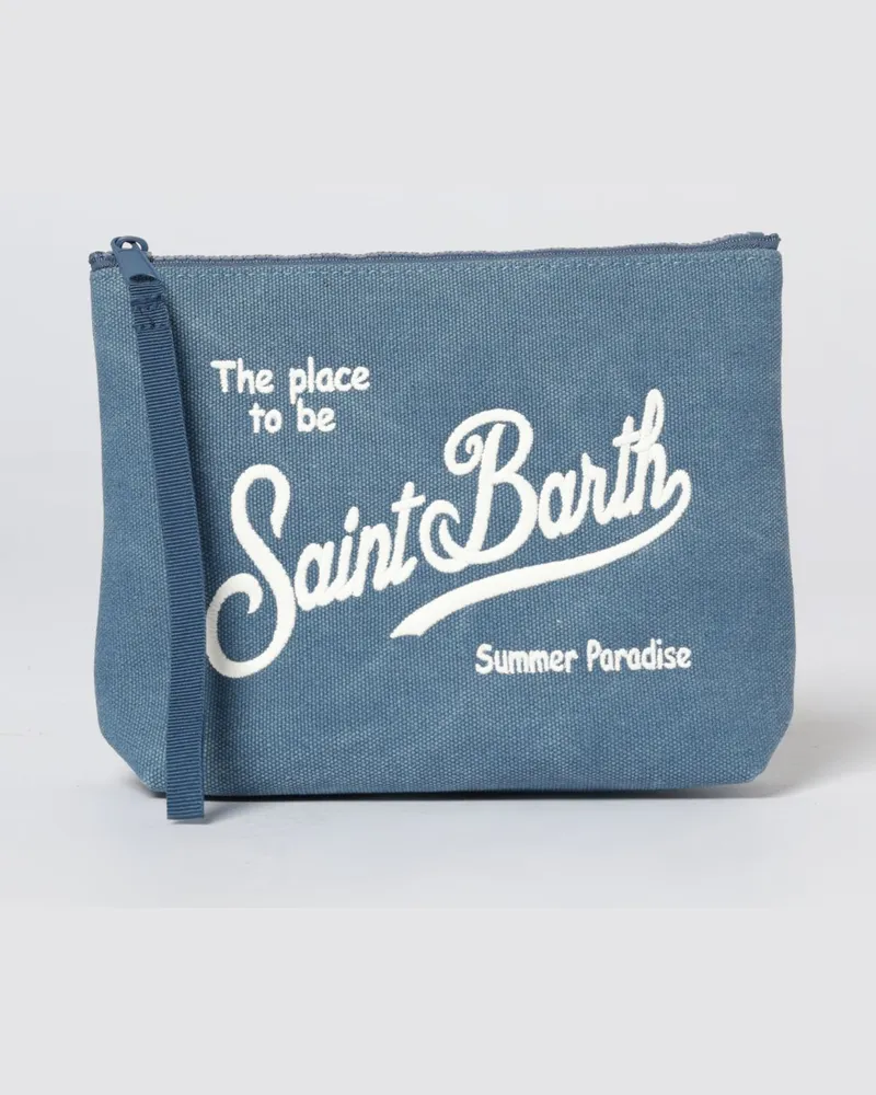 MC2 Saint Barth Aline Clutch aus Baumwoll-Mischgewebe Blau