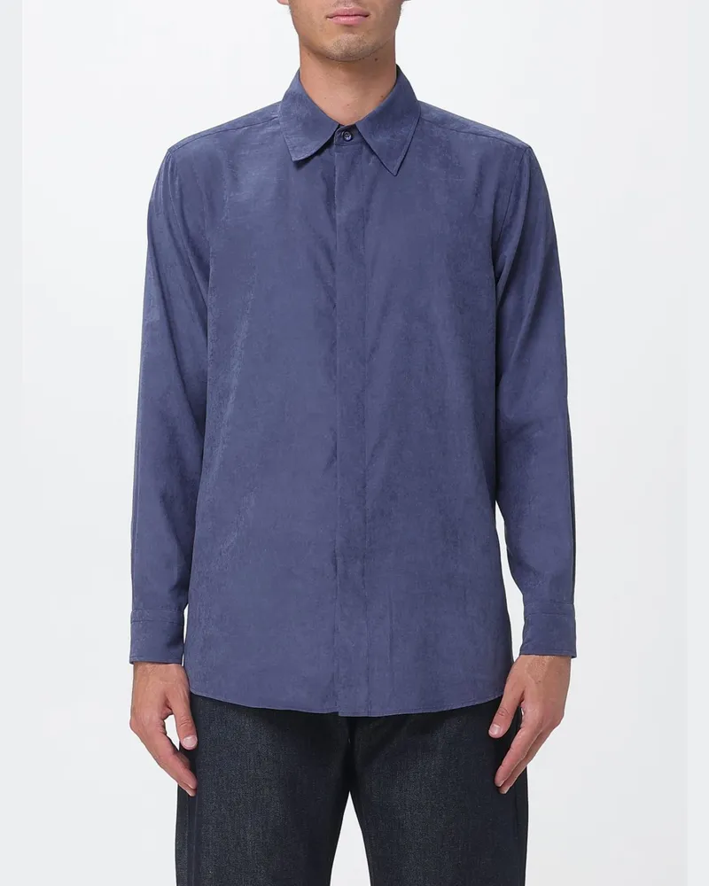 Emporio Armani Hemd aus Cupro Blau