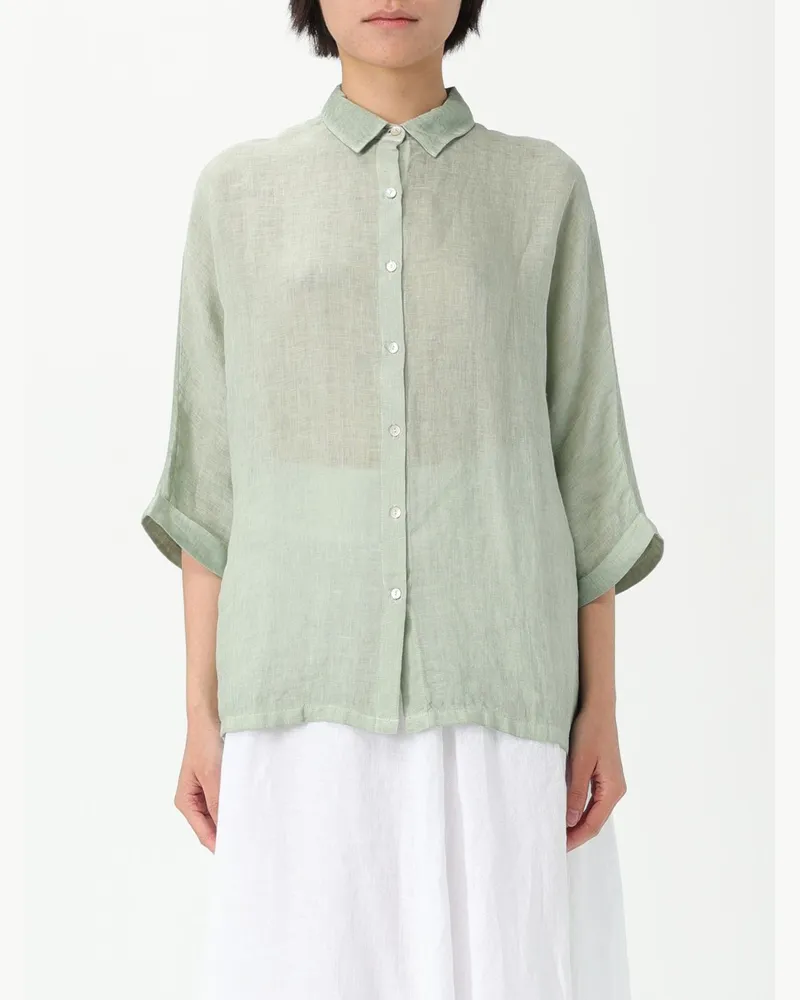 120% Lino Top damen Pistaziengrün