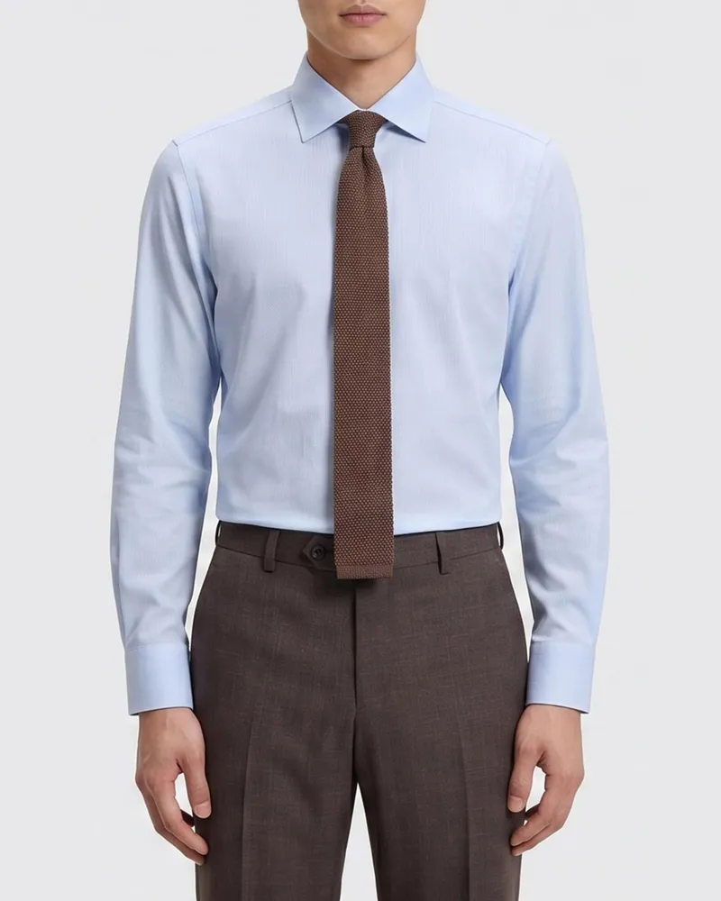 HUGO BOSS Regular-Fit-Hemd von aus Baumwolle mit Haifischkragen Blau