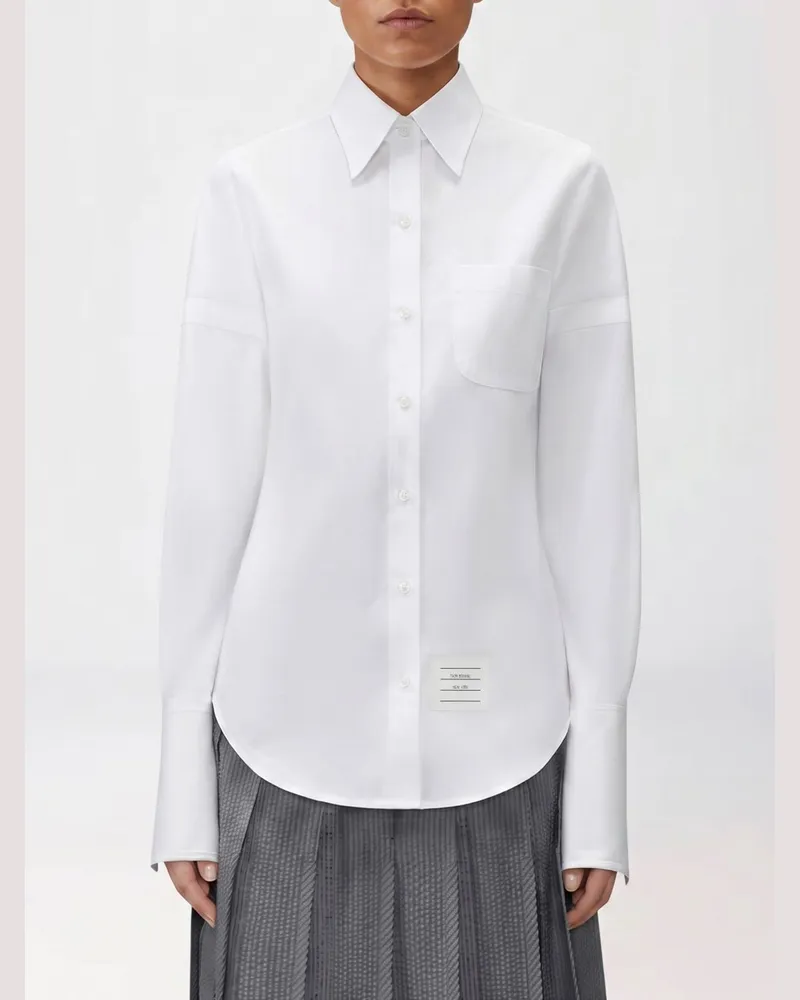 Thom Browne Klassisches Hemd aus Baumwollpopeline Weiß